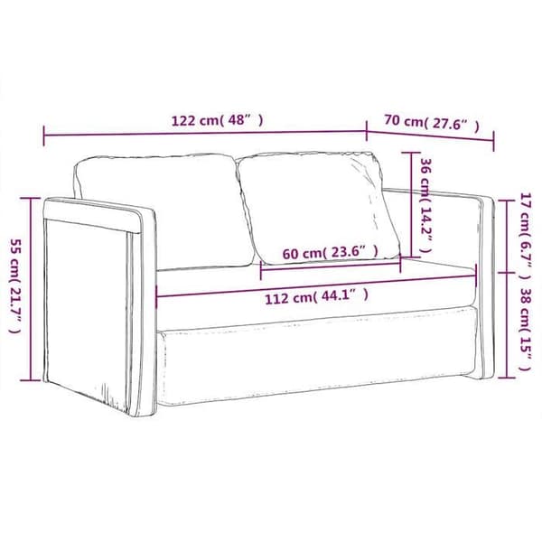 vidaXL 2-i-1 bäddsoffa Mörkgrå 122x204x55 cm Sammet 353958