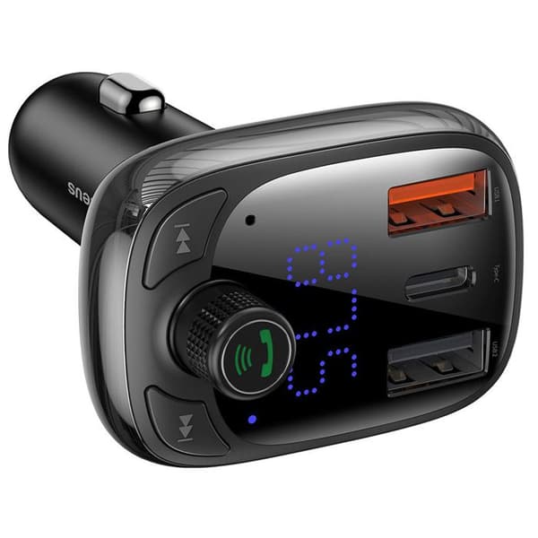 FM-modulator - Baseus - S-13 - 2x USB - Typ-C - Bluetooth - LED-skärm