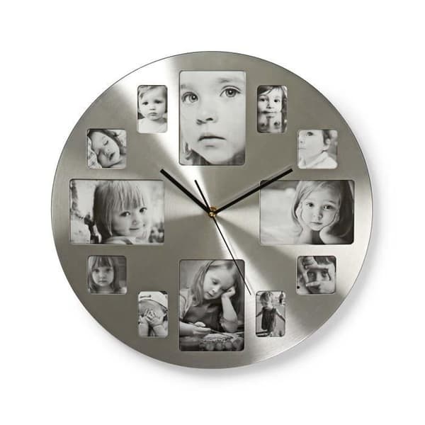 Väggklocka - Silver - 40 cm - Fotram - Modern Design - Metall