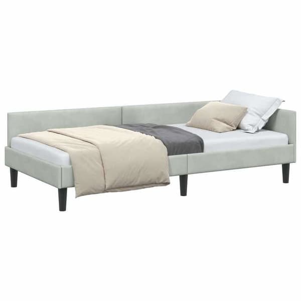 vidaXL Hörnsängram Ljusgrå 80 cm x 200 cm Sammet 42016134