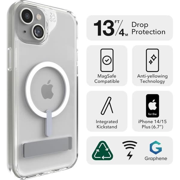 ZAGG Crystal Palace Snap-fodral för iPhone 15 Plus - Transparent