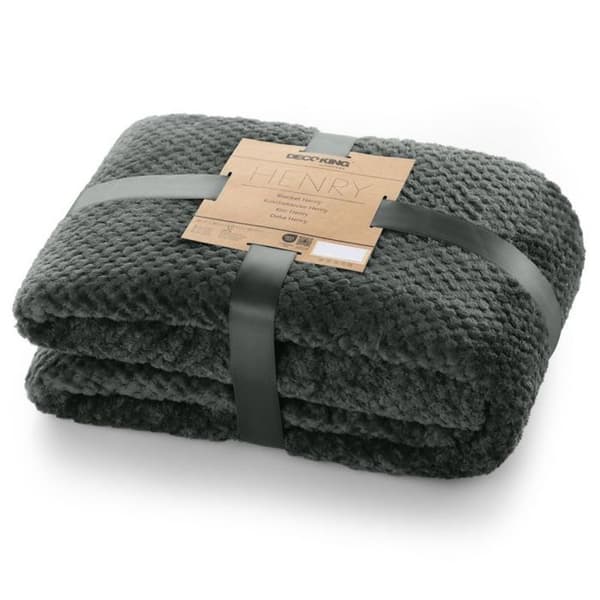 Täckning - Pläd HENRY - 220x240 cm - Pressad jacquard - Modern grå