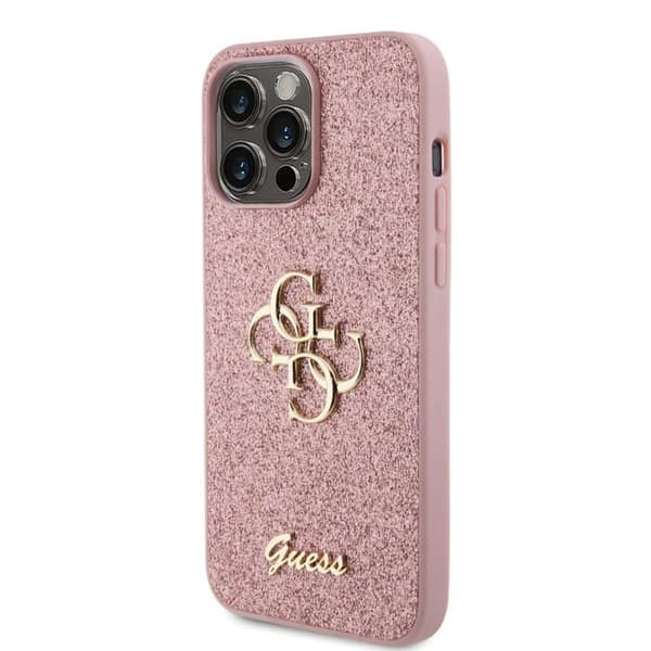 Coque för iPhone 15 Pro Max - Guess Glitter Script Big 4G (GUHCP15XHGG4SGP) - Rosé