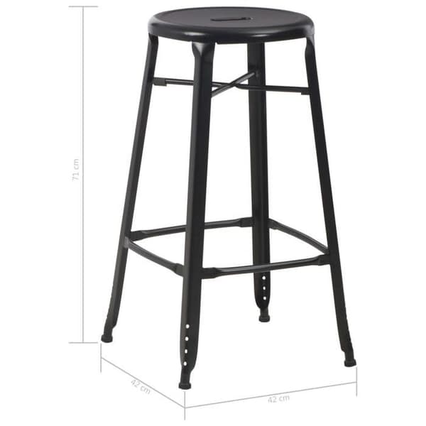 Barstol - vidaXL - Set om 2 - Stål - Svart - Ej höjdjusterbar