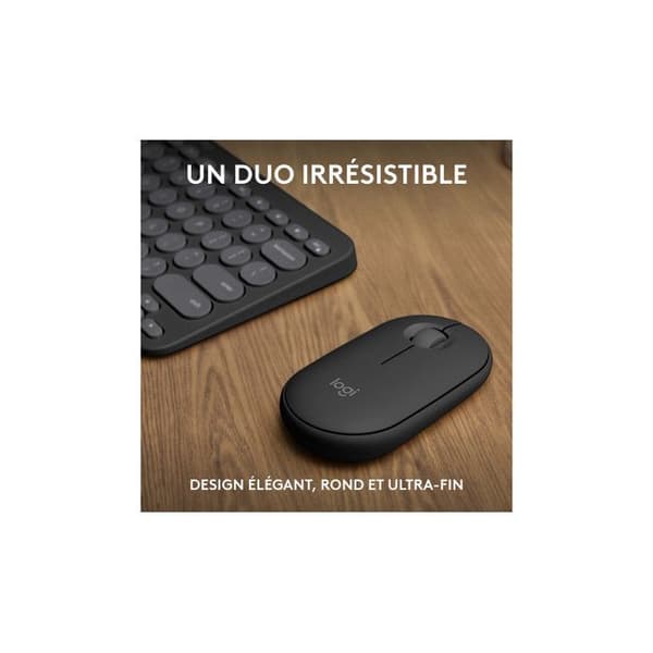 Azerty tangentbord och trådlös Bluetooth-musset Logitech Pebble 2 Combo Graphite