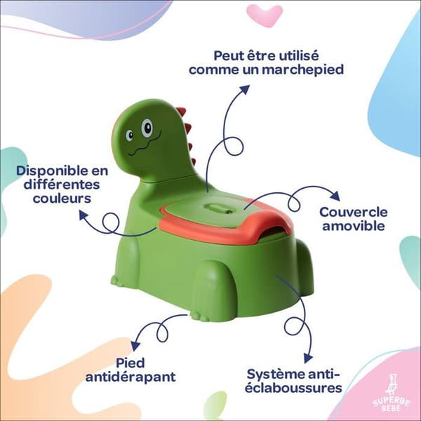 Toalettstol för baby - DINO - Grön | SUPERBE BEBE