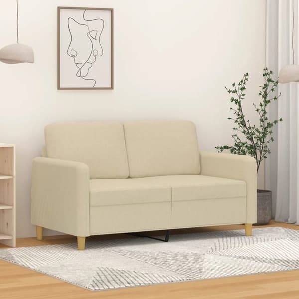 vidaXL Soffa 2-sits Creme 120 cm Textil 359472