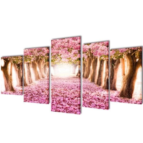 Set med tryckta väggdukar Körsbärsblommor 200 x 100 cm