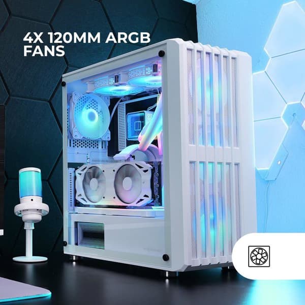 Gaming Chassi ATX - Mars Gaming - MC-VAULT - 4 ARGB-fläktar - Mesh-panel - Härdat glas