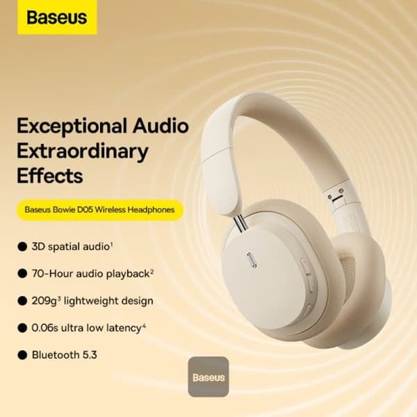 Bluetooth-hörlurar - BASEUS - Bowie D05 - Batteritid 70h - Svettålig - HiFi Stereo