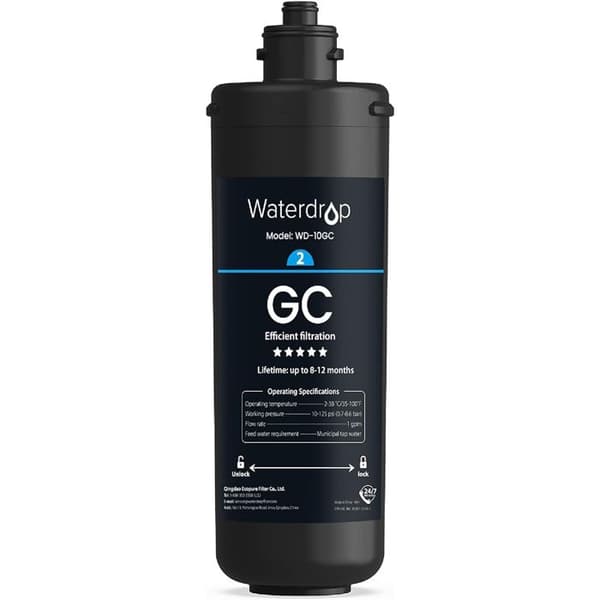 Under disk vattenfilter Waterdrop WD-10GC - Reservdel TSA & TSB, reducerar bly och klor