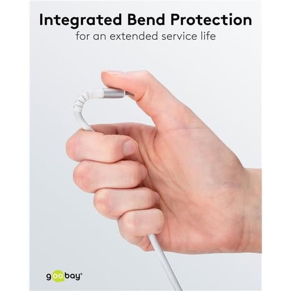 Supermjuk textil USB-C™ till USB-A-kabel 0,5 m, vit