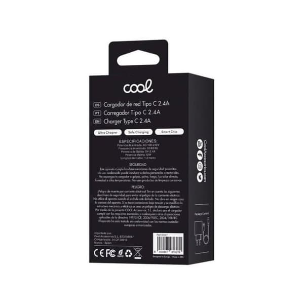 Nätadapter - COOL - Typ C - 2,4 A - 110-220 V - USB-kabel ingår
