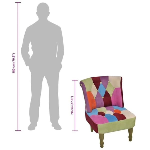 vidaXL Fransk stil fåtölj med patchworkdesign Tyg