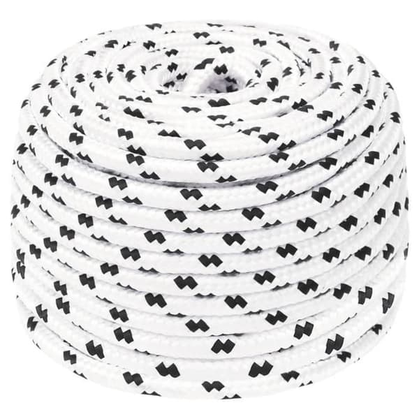152766 vidaXL Flätat båtrep Vit 8 mmx25 m Polyester
