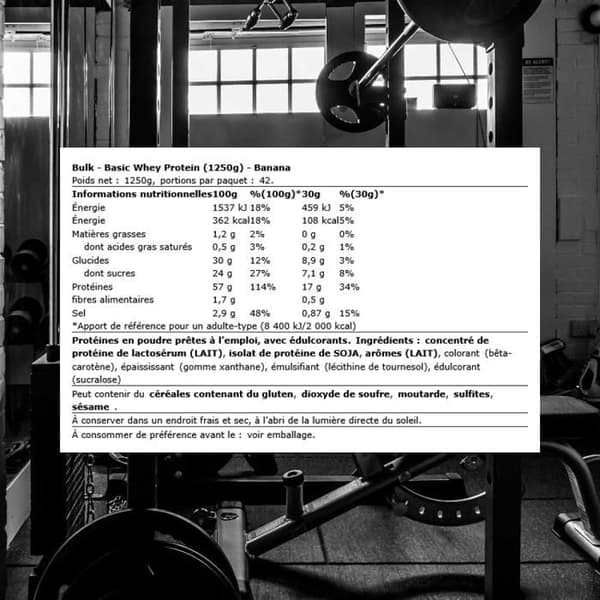 Basisk Vassleprotein 1250g Banan Bulk Protein