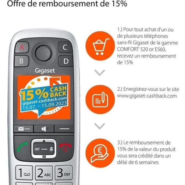 Gigaset Trådlös dect telefon silver - giga e 560 silver