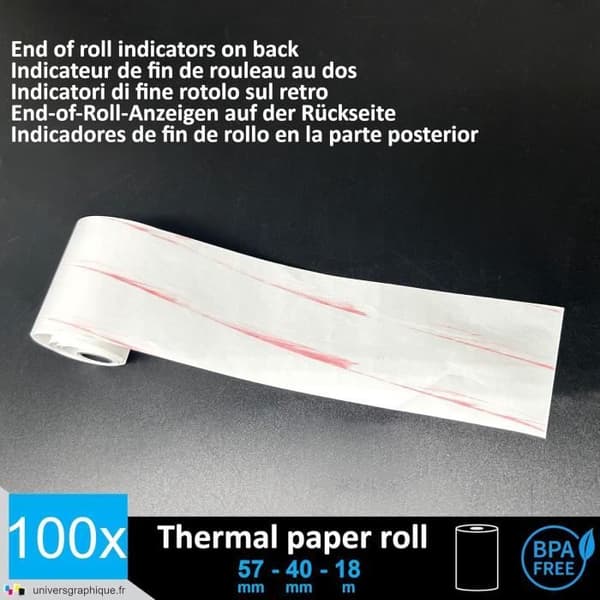 Sats med 100 rullar universell grafisk termopapper
