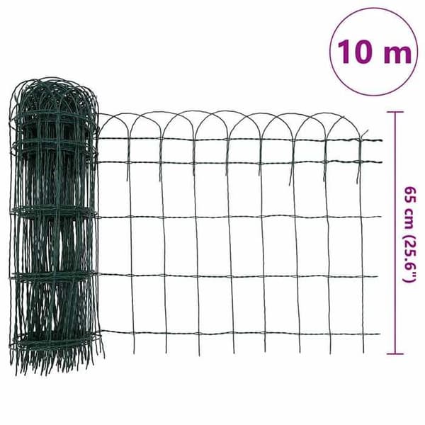 vidaXL gräsmatta pulverlackerad järn 10x0,65 m
