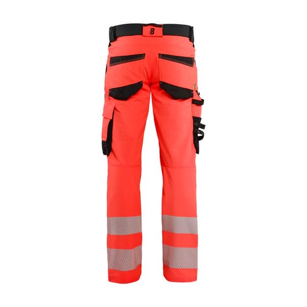 Blaklader Stretch 4D högsynlighetsbyxor - fluorescerande röd/svart