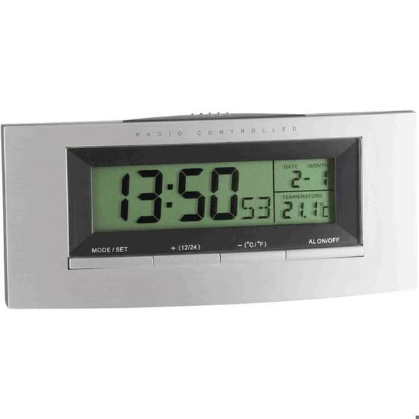 Radiostyrd väckarklocka TFA Dostmann 98.1030 silver, svart