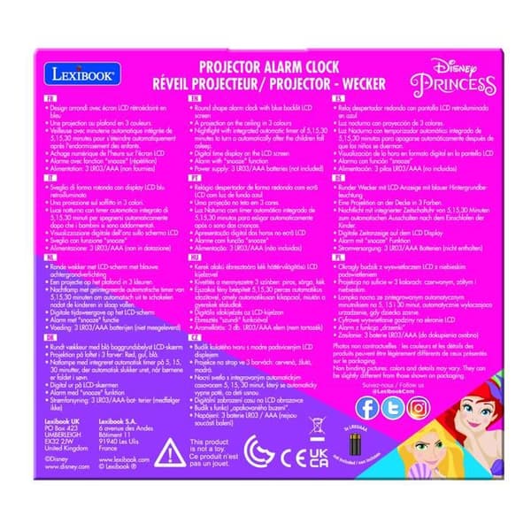 Disney Prinsessa väckarklocka med projektor
