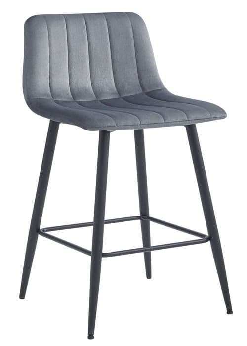 MADAME MEUBLE | Set av 4 Barstolar POZZA | Ergonomisk Design | Mörkgrå Sammet