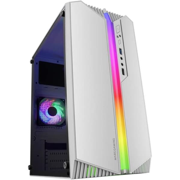 ATX-chassi - Mars Gaming - MC-S1 - Vit - Mini-Torn - ARGB - Micro-ATX/Mini-ITX
