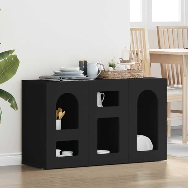 Modern buffet i ingenjörsträ - vidaXL - Svart - 100x35x59 cm - Matrum - Rektangulär