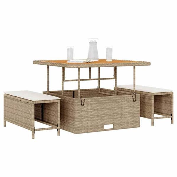 vidaXL Matgrupp för trädgård Beige polyrotting 42007908