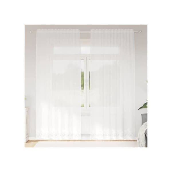 Spetsgardin - vidaXL - Vit - Polyester - 200x150 cm - Ljusfilterande - Integritetspaneler