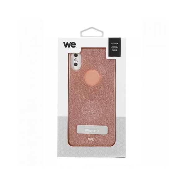 Glitterfodral WE Powered by Samsung för iPhone X - Rosa, originaldesign och skydd