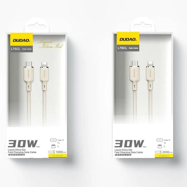 USB-C - Lightning-kabel - DUDAO - L7SCL - 2 m - Snabbladdning 30 W - Beige