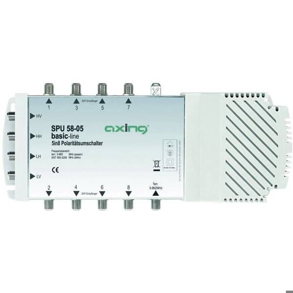 Multipel SAT-kommutator Axing SPU 58-05 Ingångar (multipel kommutator)=5 (4 SAT/1 markbundna) Antal abonnenter=8