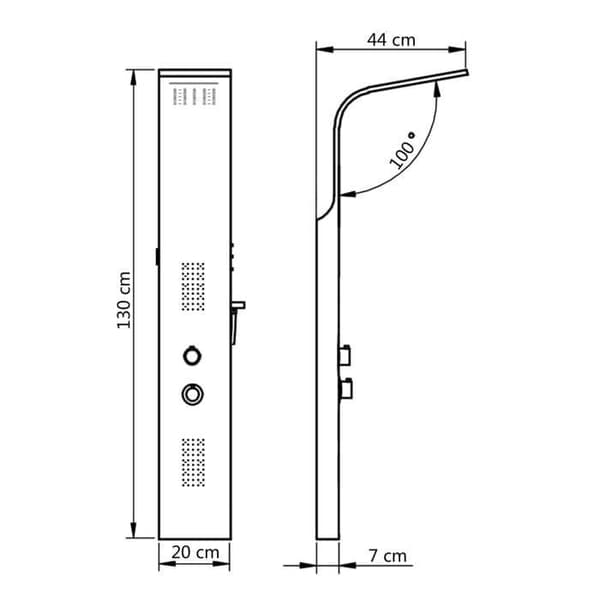 vidaXL Duschpanel Aluminium 20x44x130 cm Vit 142995