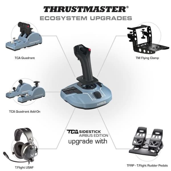 THRUSTMASTER Joystick TCA Officer Pack Airbus Edition: Ergonomisk kopia av Airbus Mini-stick och Quadrant