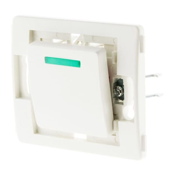 Tryckknapp 10A + indikatorlampa - vit - Zenitech