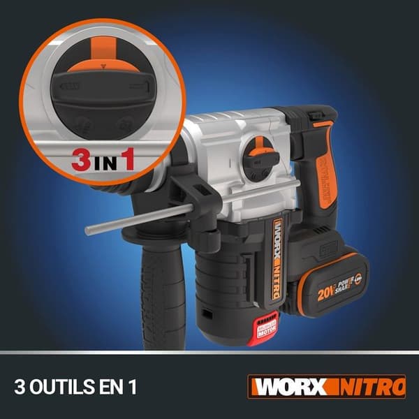 Trådlös borrmaskin - WORX - WX380.9 - Borstlös - 2,2 J - SDS-Plus chuck
