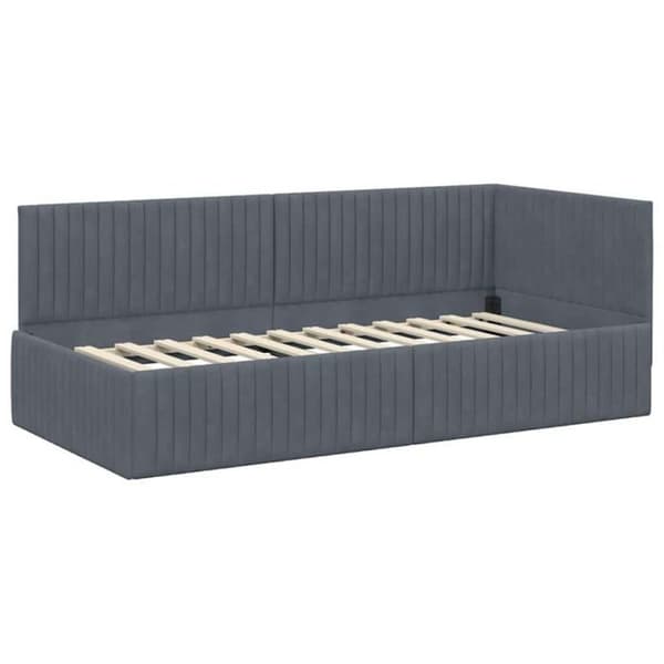 Vidaxl Sängstruktur Hörnsäng Mörkgrå 90 cm x 190 cm Sammet