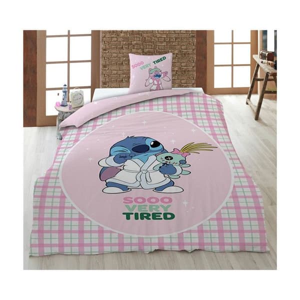 Sängkläder 140x200 cm - AYMAX - Lilo & Stitch - Vändbar - Rosa - Barn