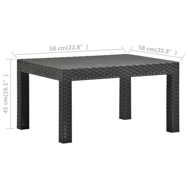 vidaXL Trädgårdsbord Antracit 58x58x41 cm PP