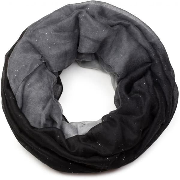 Snood glittrande sjal i svart-grå gradient, one size - STYLEBREAKER