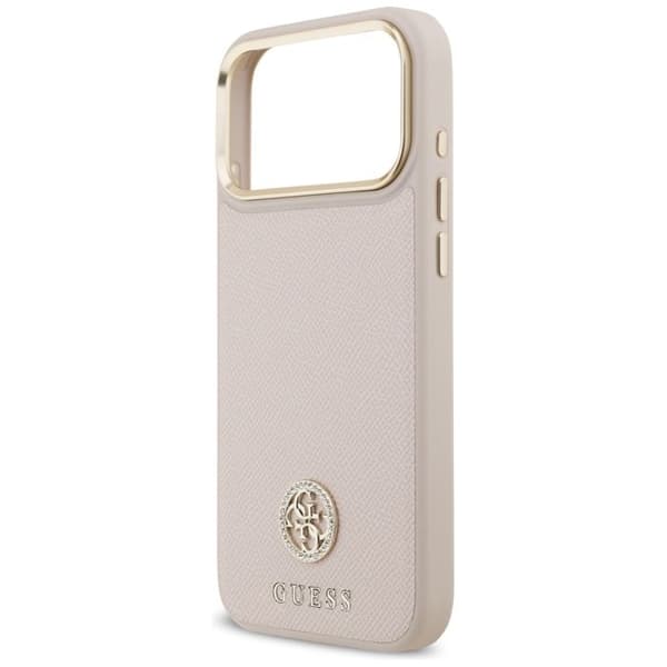 Coque Guess Grained Strass Logo MagSafe för iPhone 17 Pro Max - Rosa