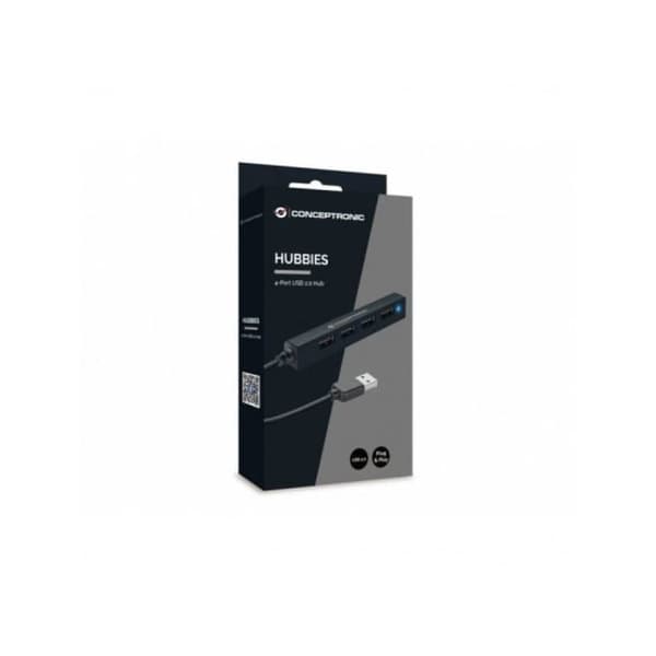 USB-hub - Conceptronic - HUBBIES05B - 4 portar - USB 2.0 - Integrerad kabel