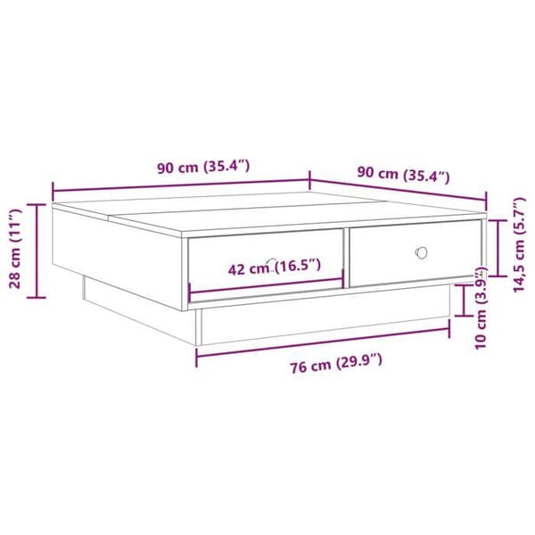 vidaXL Soffbord Vit 90x90x28 cm Agglomerat 848087