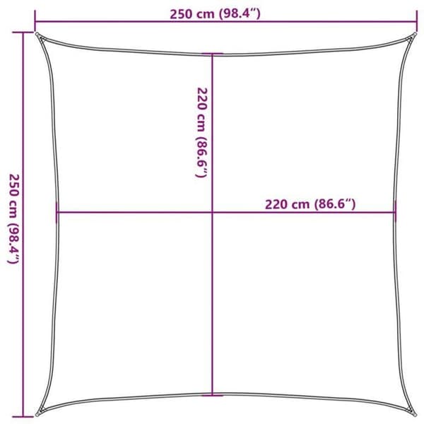 vidaXL Ljusgrå skuggduk 2,5x2,5 m 100% polyester oxford 4000400
