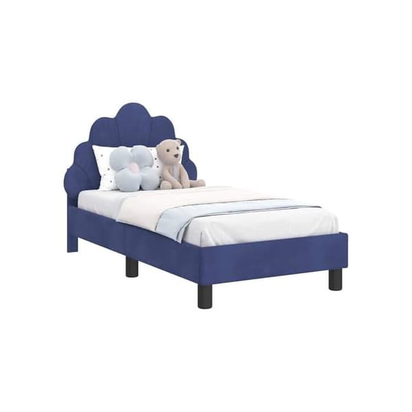 Moderna barnsängram - vidaXL - Polisbla - Sammet - 80x200 cm - Förvaringsfickor - Lattsängram
