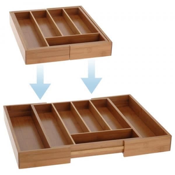 Bestickbricka - Utmärkt husgeråd - Expanderbar - Bambu - Brun - 28 till 45 cm