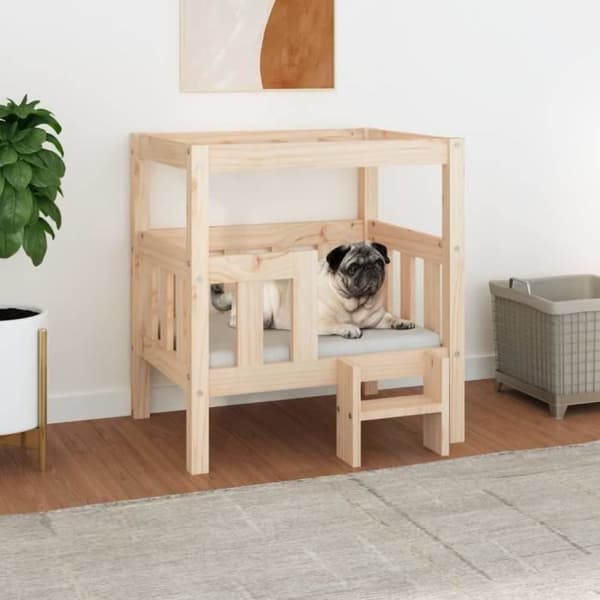 822372 vidaXL Hundsäng 65,5x43x70 cm Solid furu