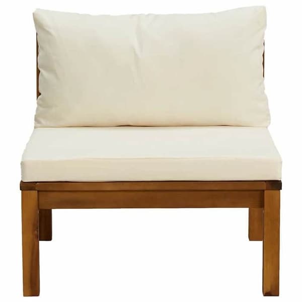 vidaXL 2-delad soffset och kuddar Cream White Solid Acacia 316285